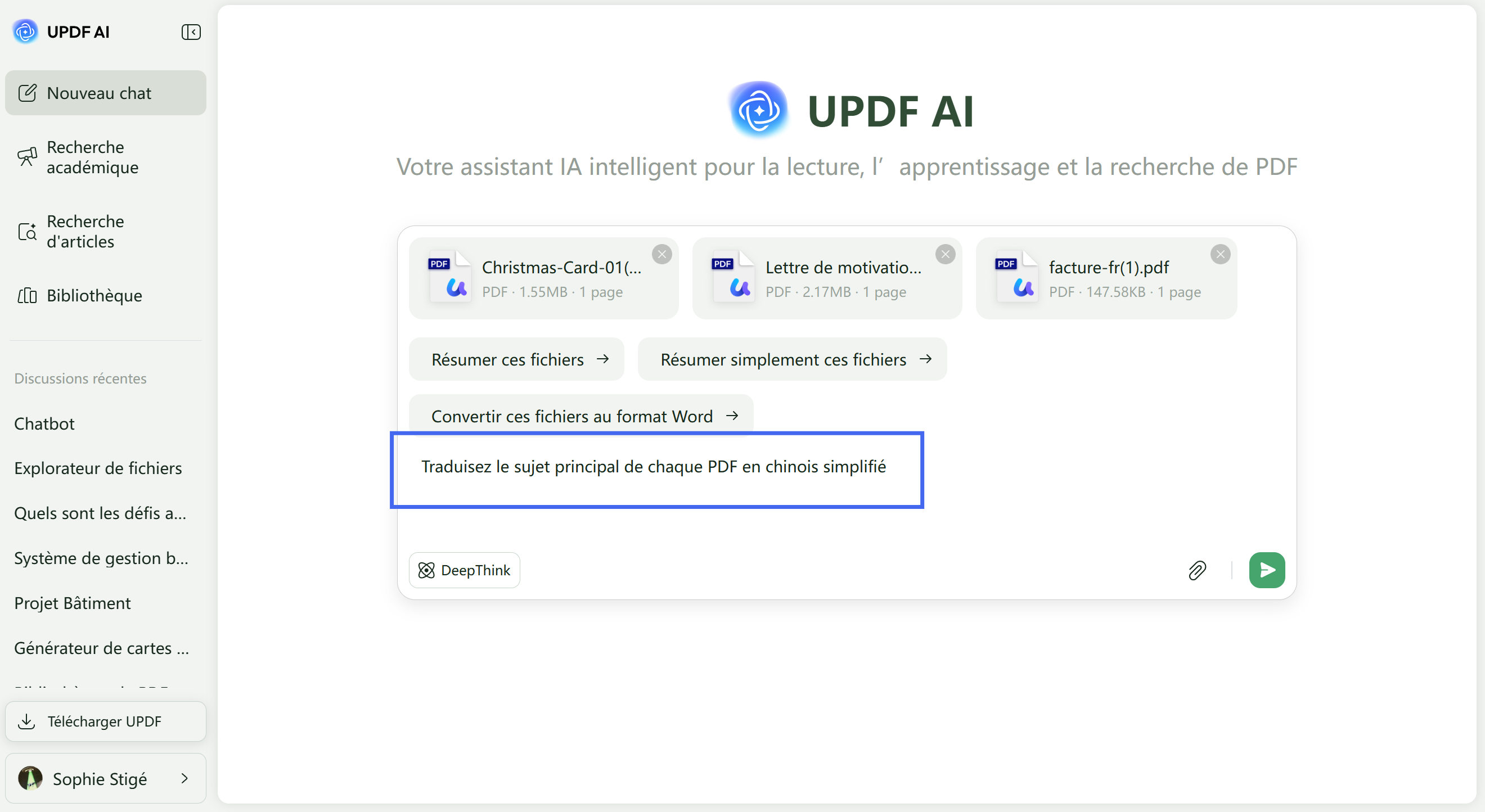 sélectionner l'option de traduction