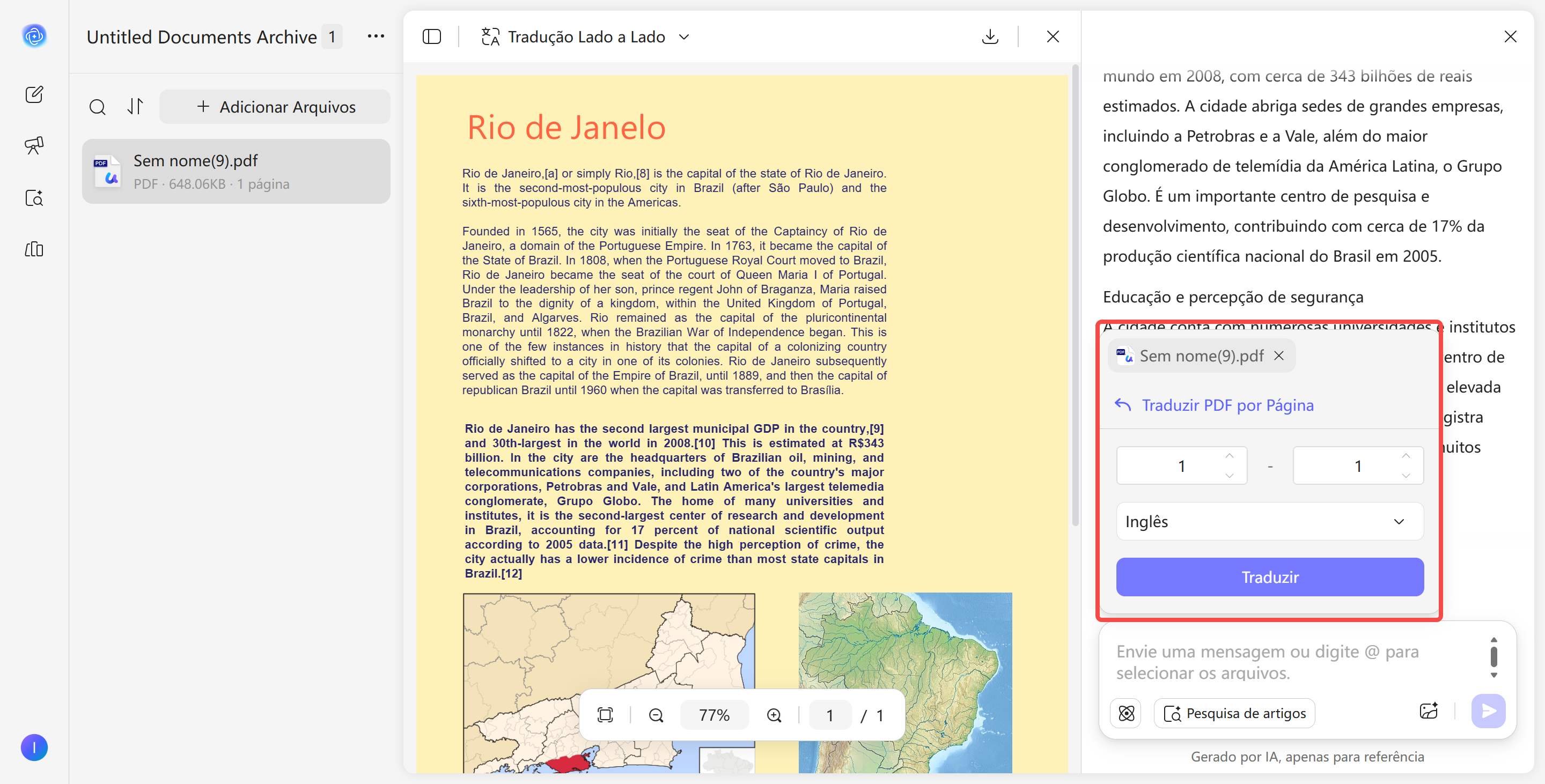 traduzir pdf por página
