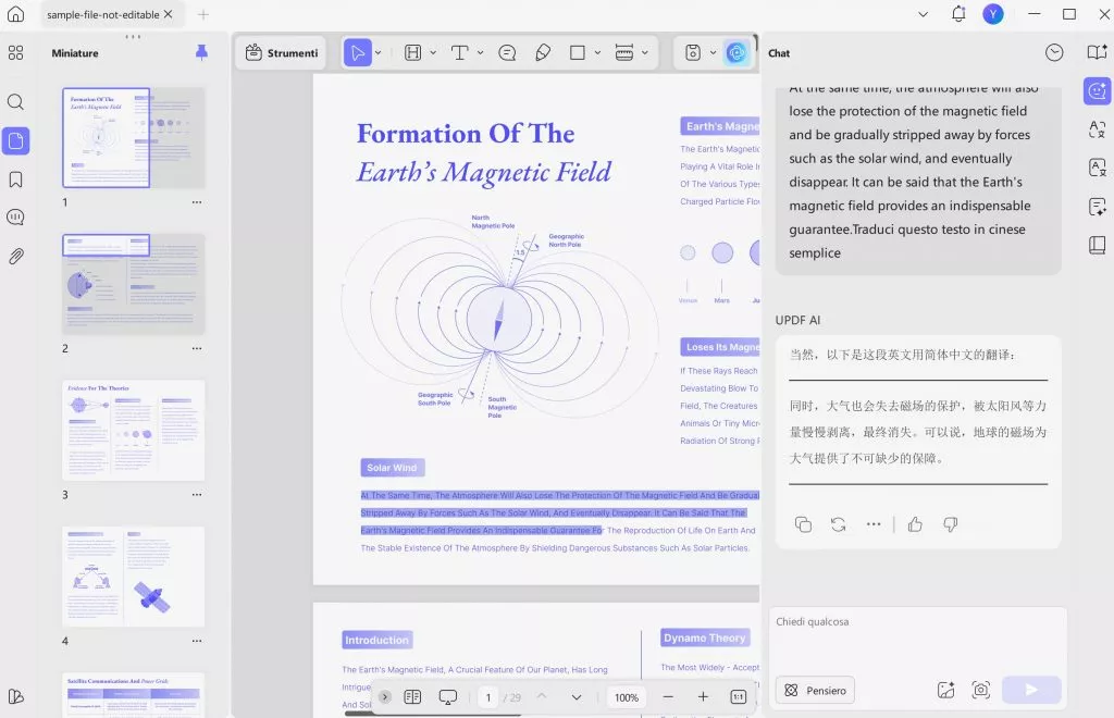 Traduci un contenuto specifico del PDF
