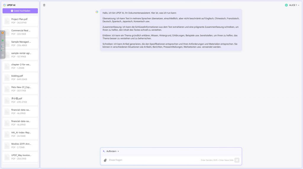 UPDF AI-Assisttent chatbot online.