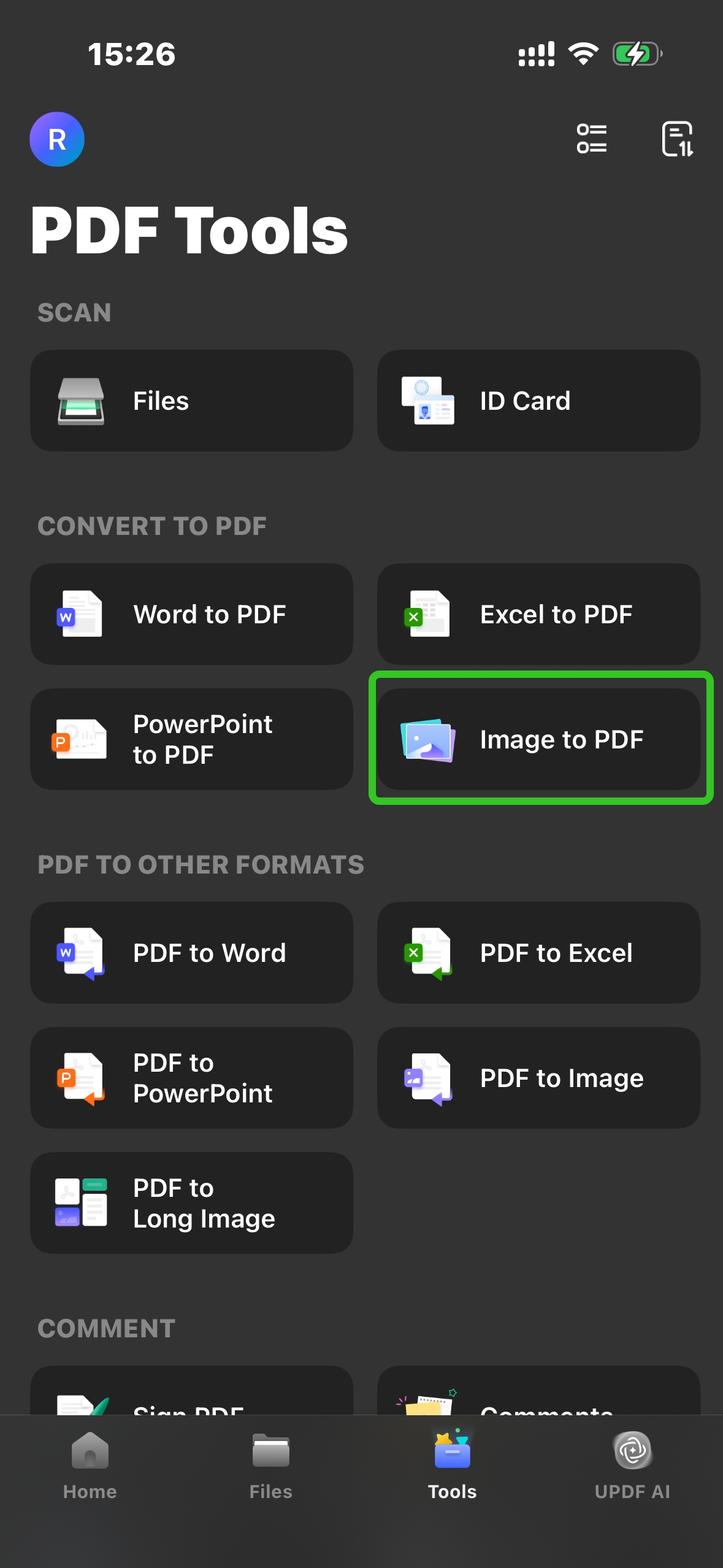  حوّل الصورة إلى ملف PDF