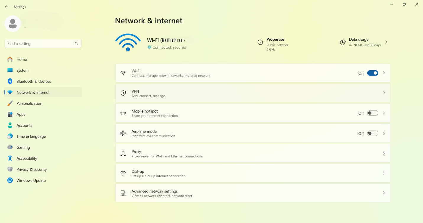 Network and internet on Windows computer