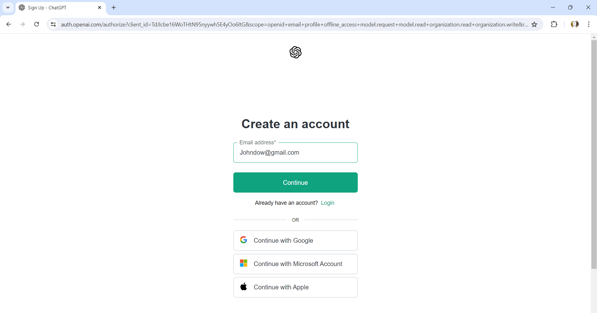 Create a chatgpt account with a new email