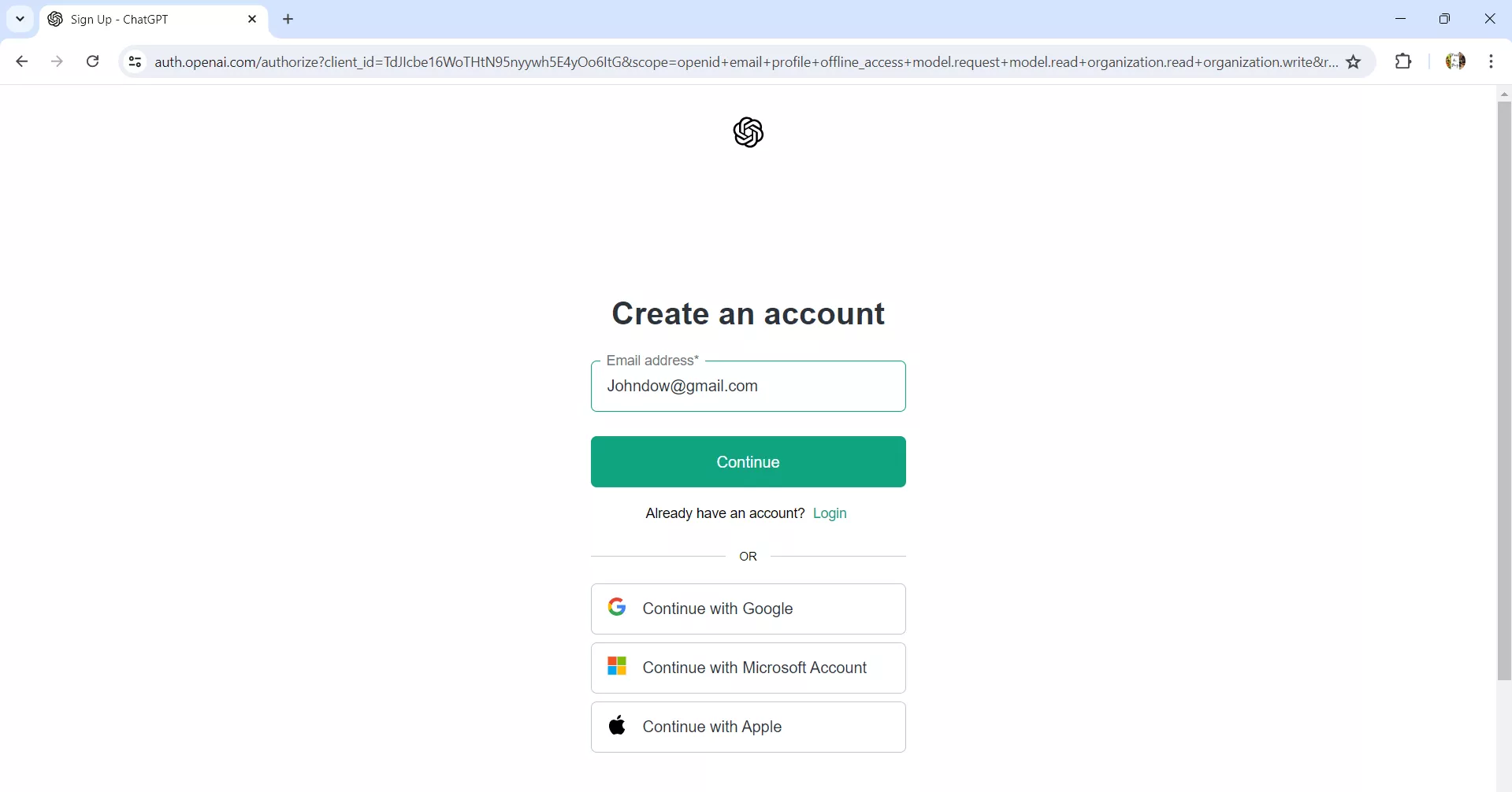 Create a chatgpt account with a new email