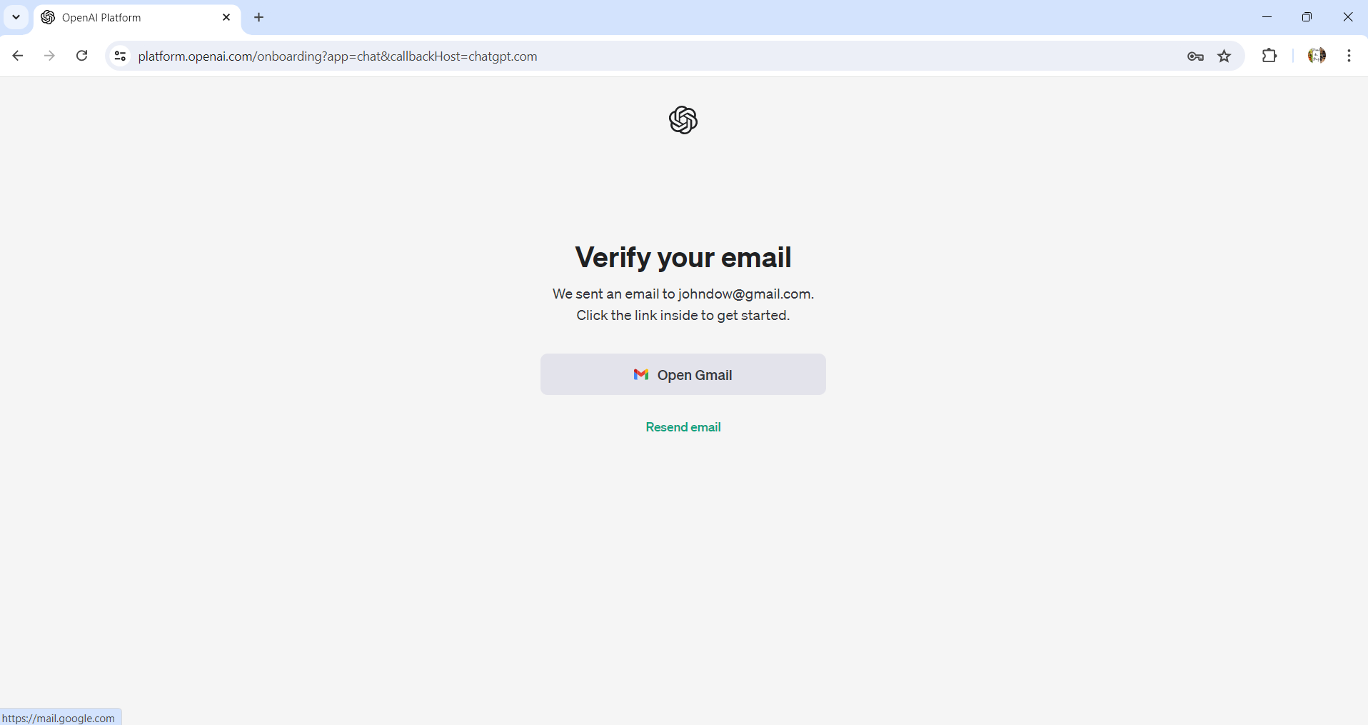 verify your email when creating an account for chatgpt
