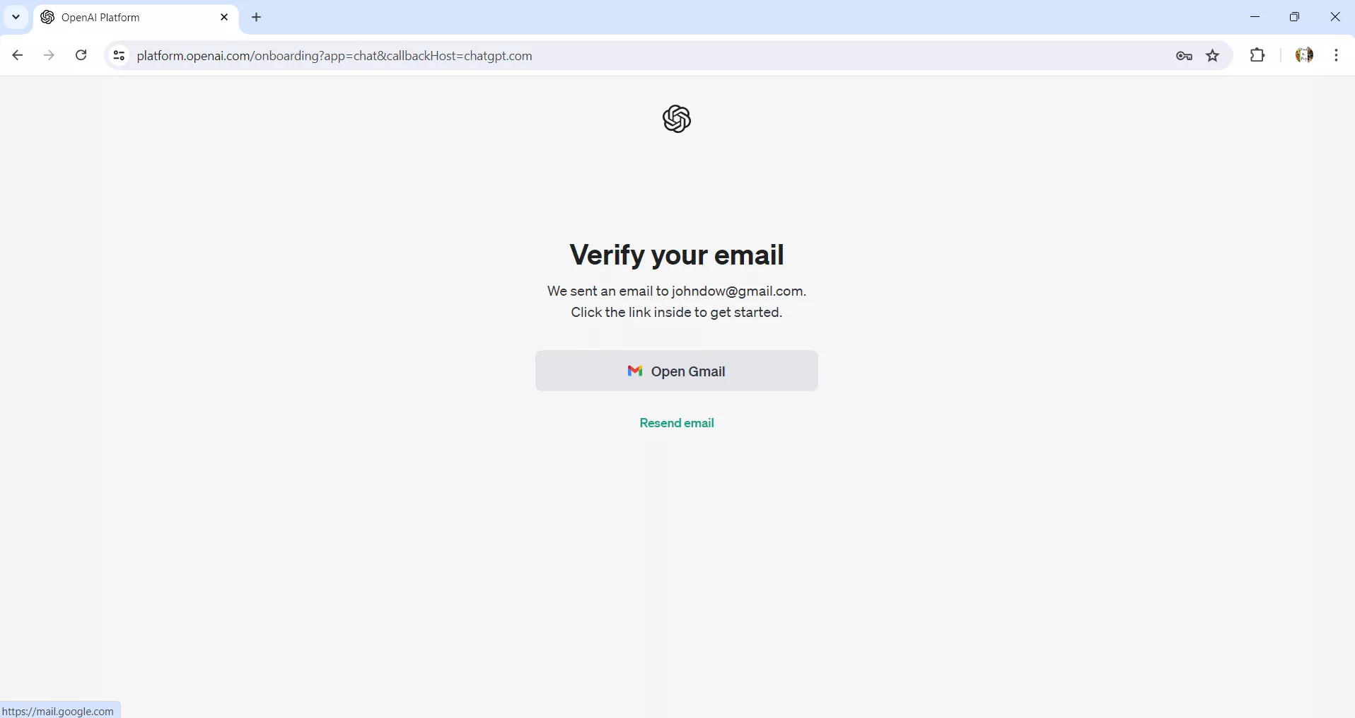 verify your email when creating an account for chatgpt