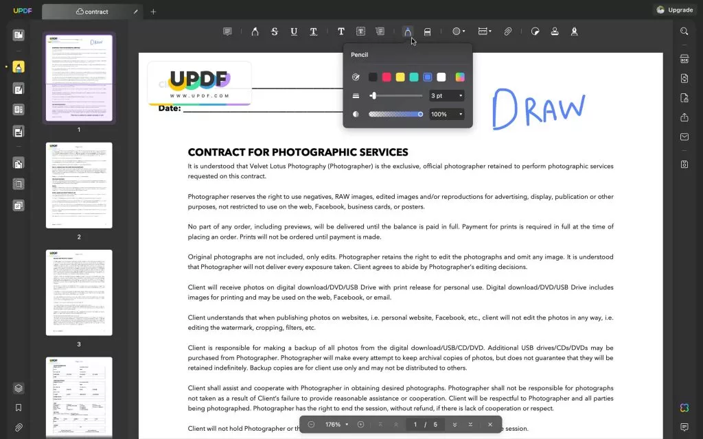 draw on PDF with UPDF