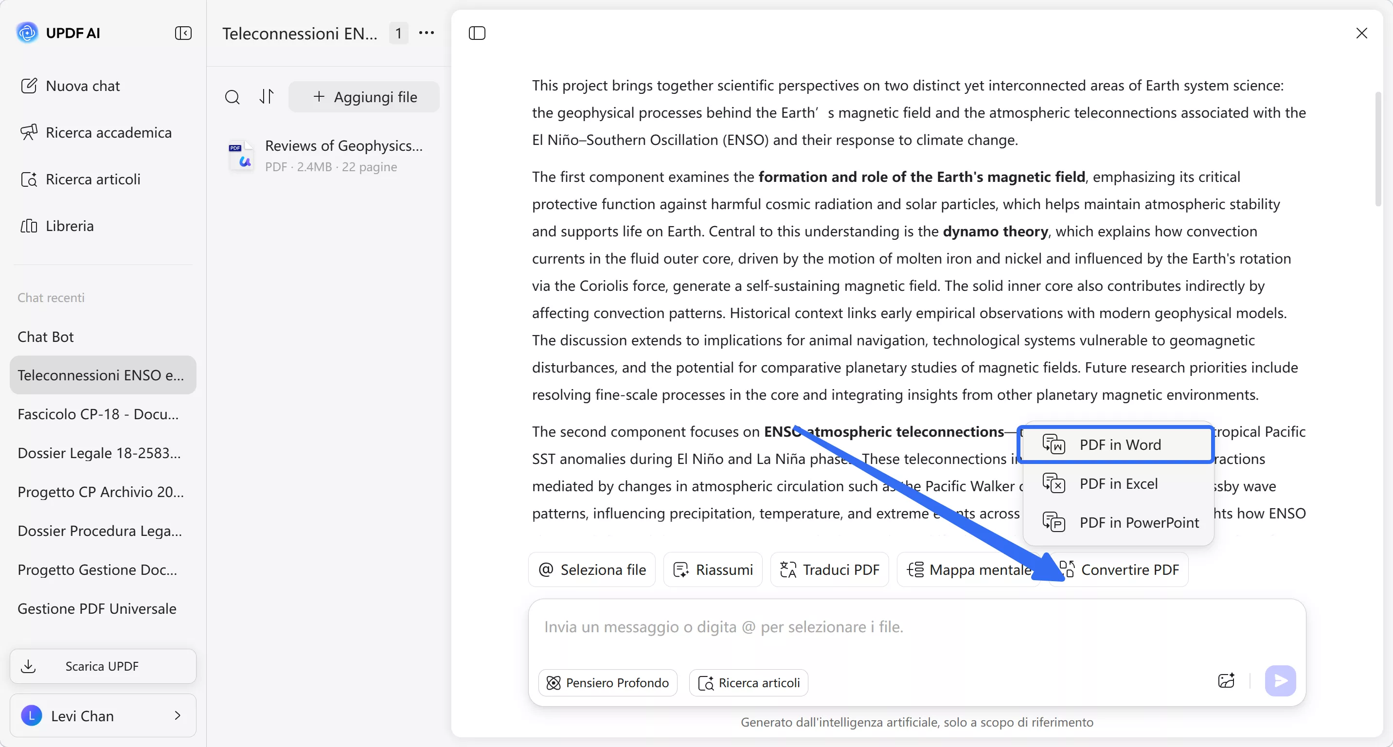select pdf conversion option