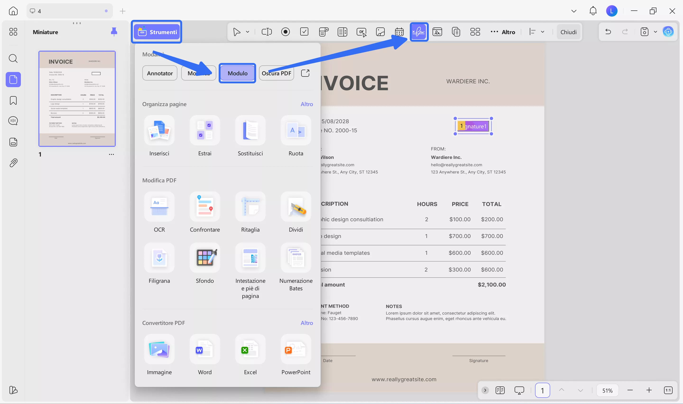 add signature field in updf