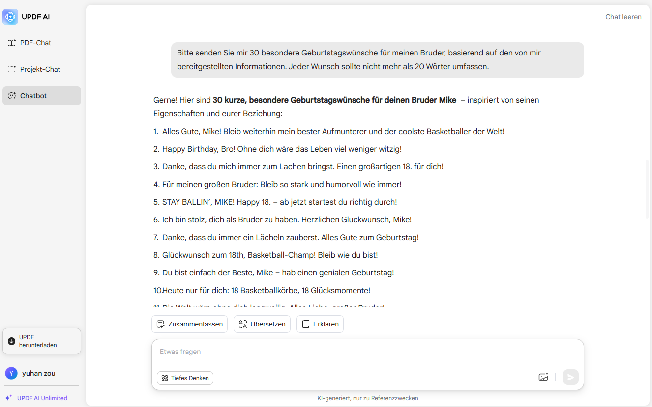Geburtstagswünsche für den Bruder erstellen