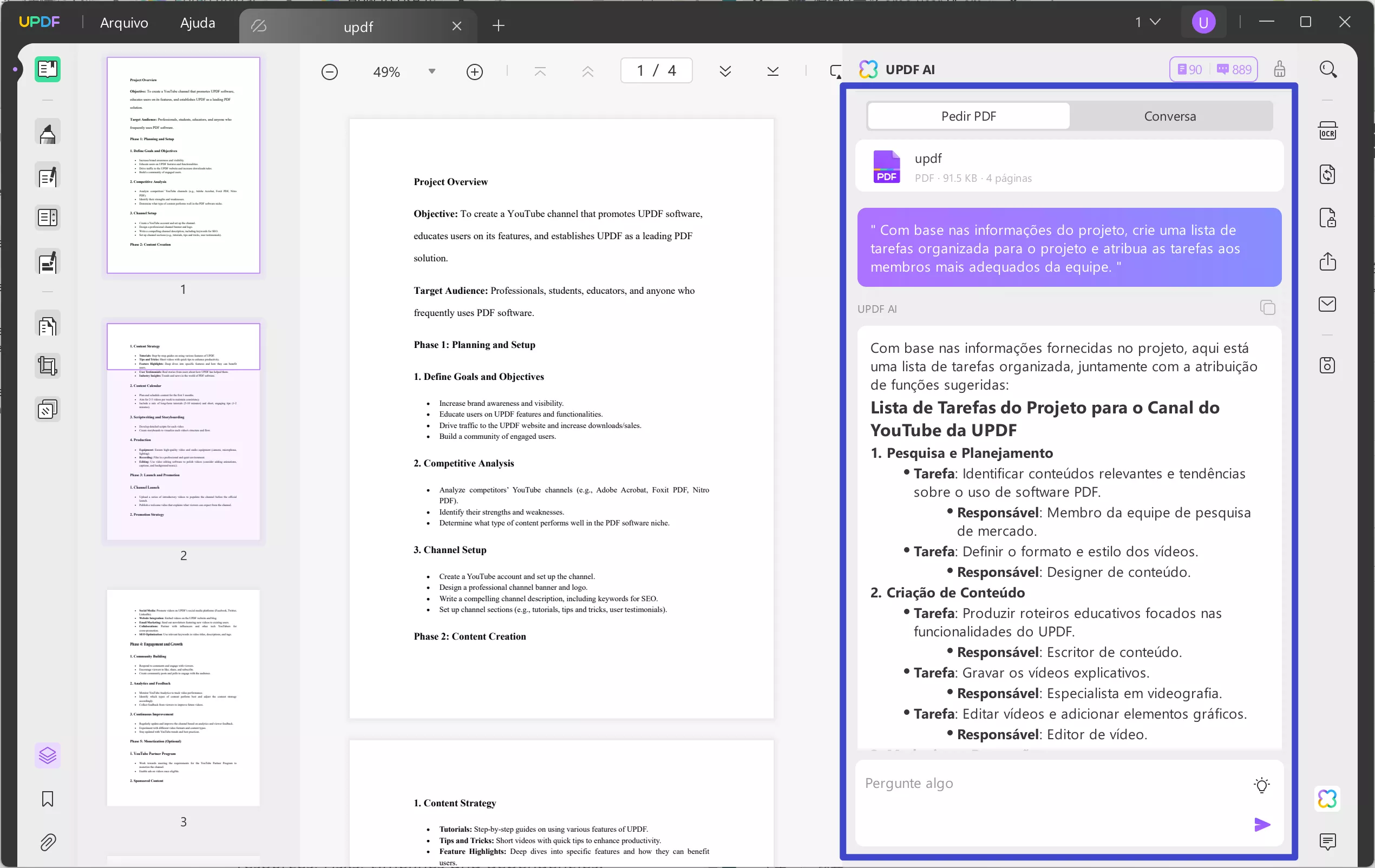 Use UPDF AI para gerenciamento de tarefas