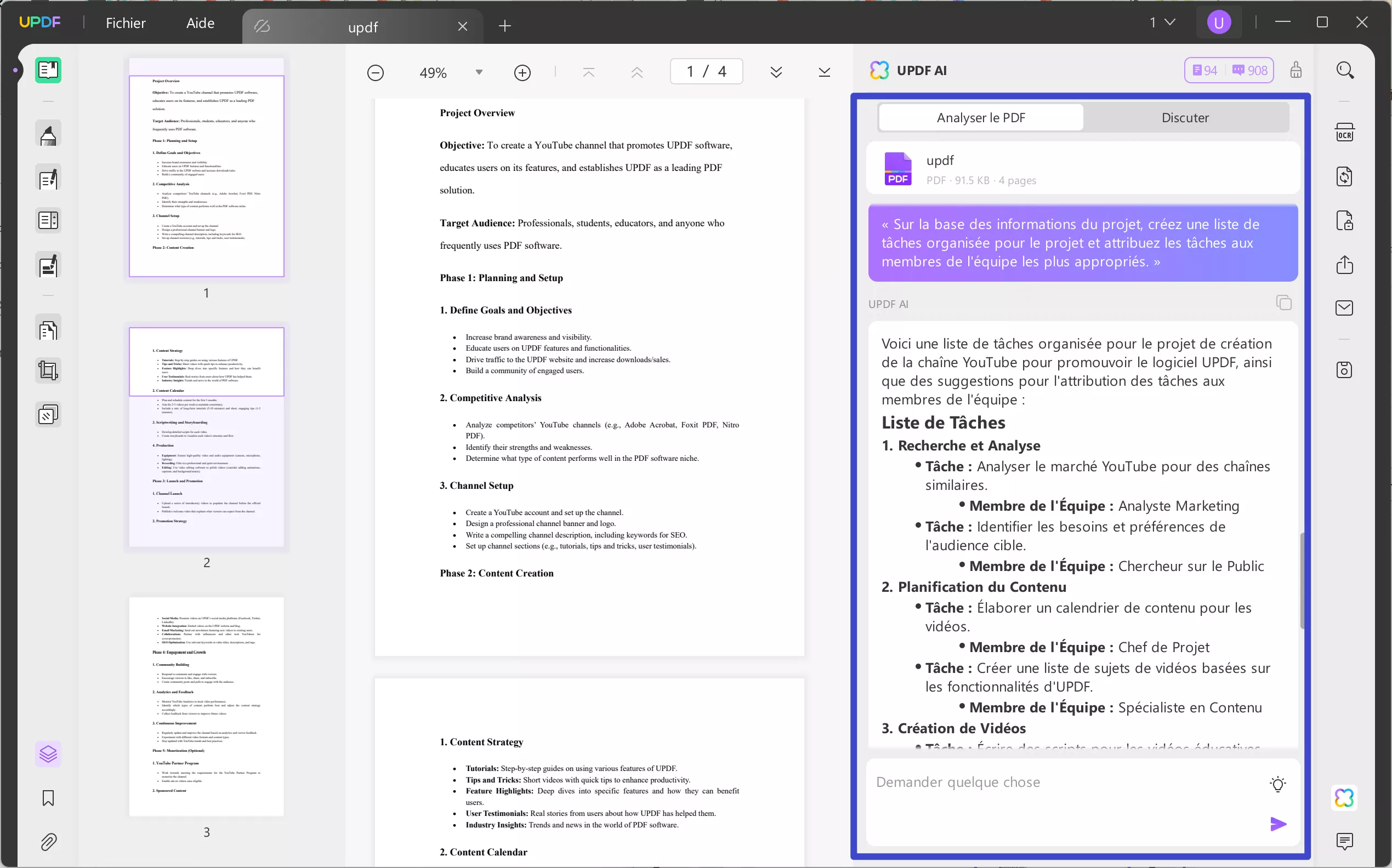 Utilisez UPDF AI pour la gestion des tâches