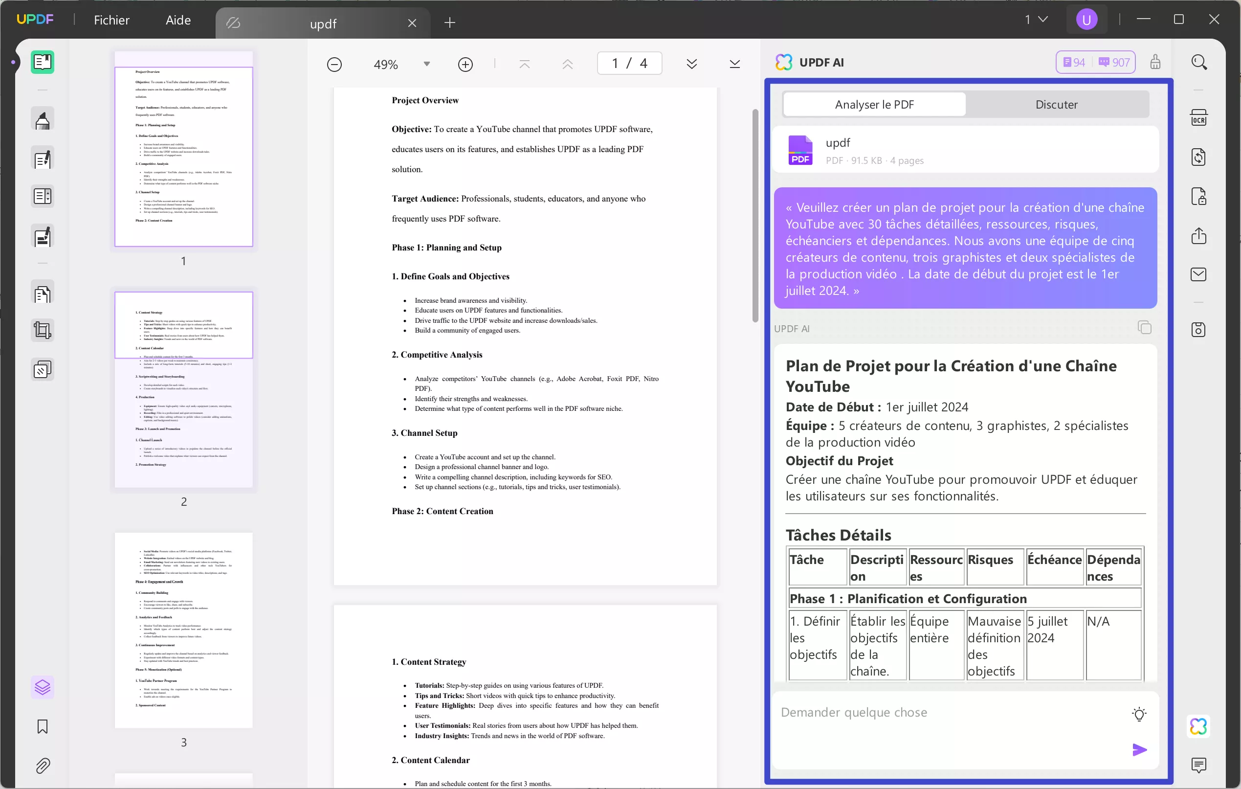 Utilisez UPDF AI pour créer un plan de projet avec l'assistant IA d'UPDF