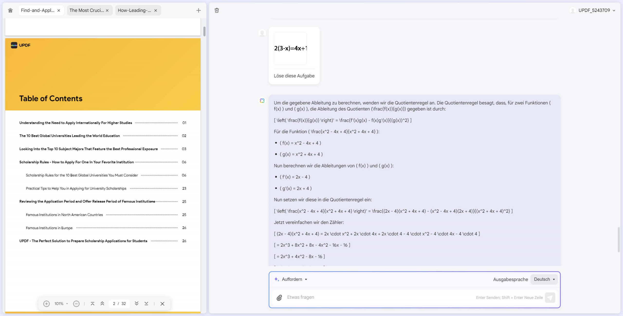 Lösen Sie diese Matheaufgabe mit dem AI-Assistenten von UPDF