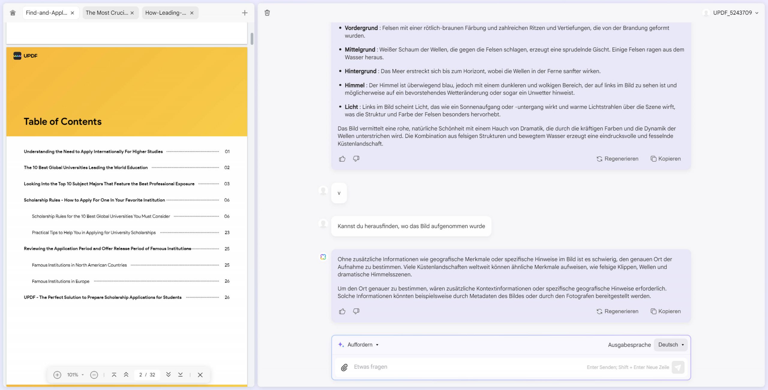 Den Speicherort des Bildes mit dem AI-Assistenten von UPDF finden