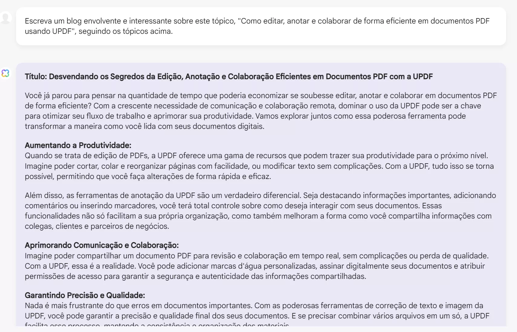 peça ao updf ai para escrever o blog.