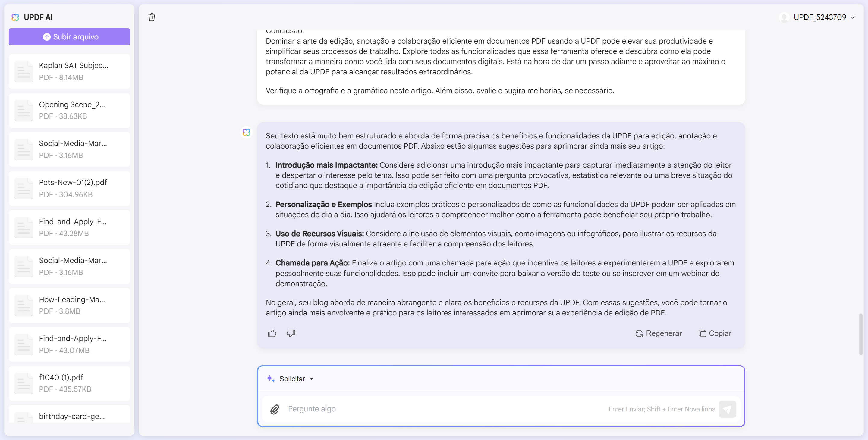 peça para avaliar e melhorar o artigo.