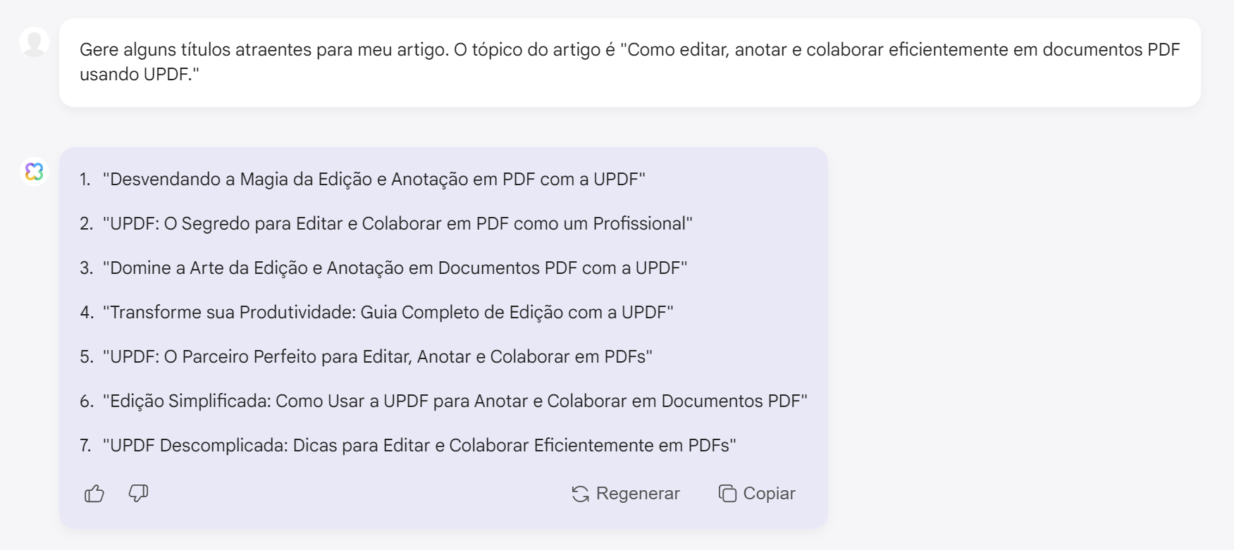 gerar títulos para seu artigo.