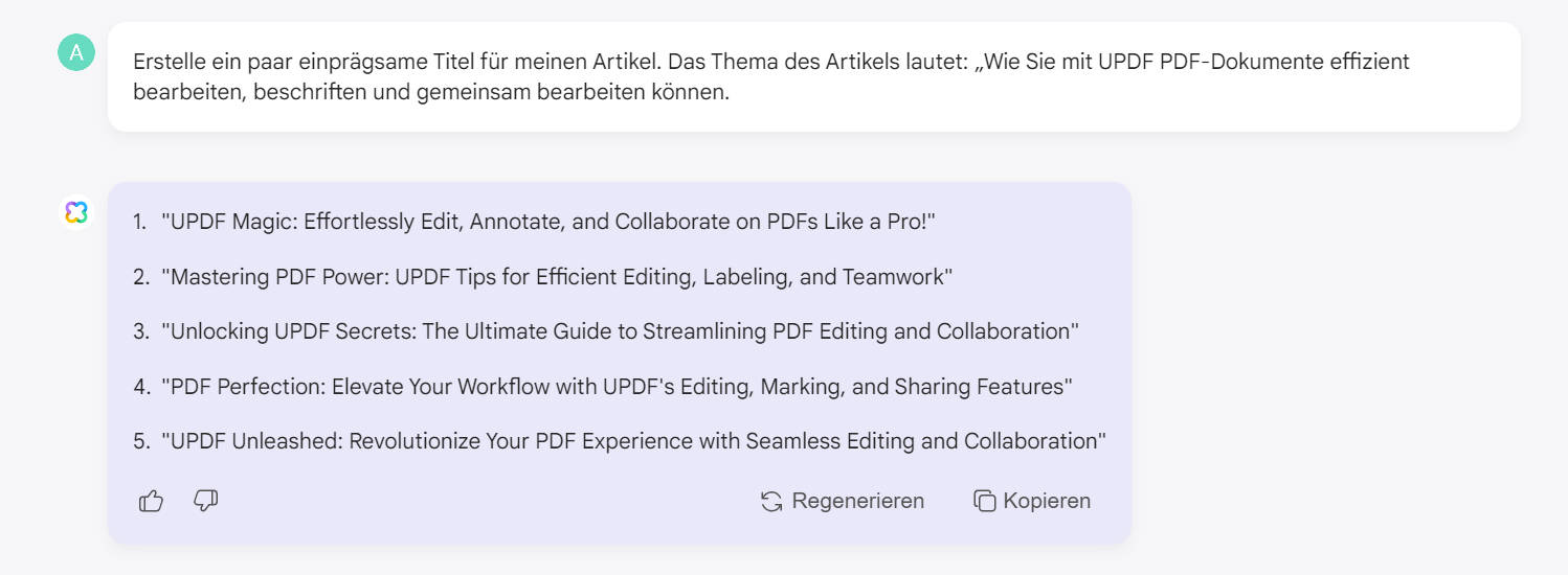 Titel für Ihre Artikel generieren.