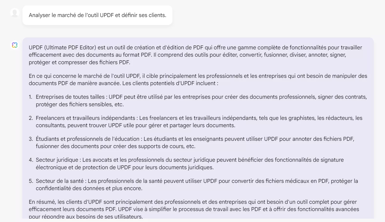 entrez l'invite pour analyser le marché avec l'assistant AI d'UPDF Online