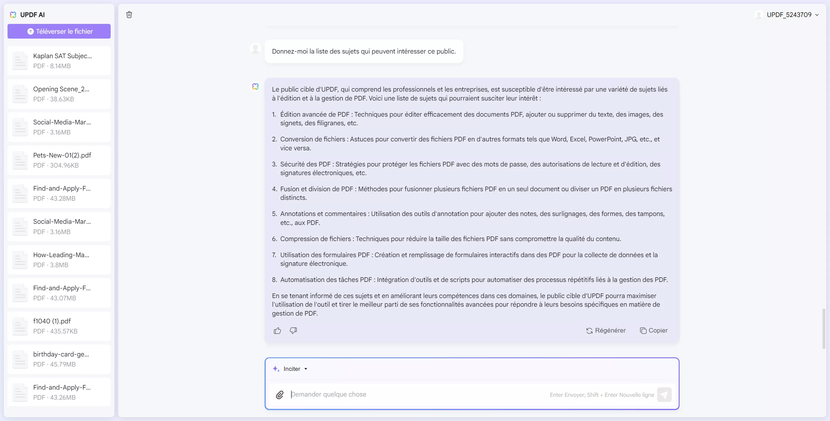 Trouvez le sujet d'intérêt des clients avec l'assistant IA en ligne d'UPDF