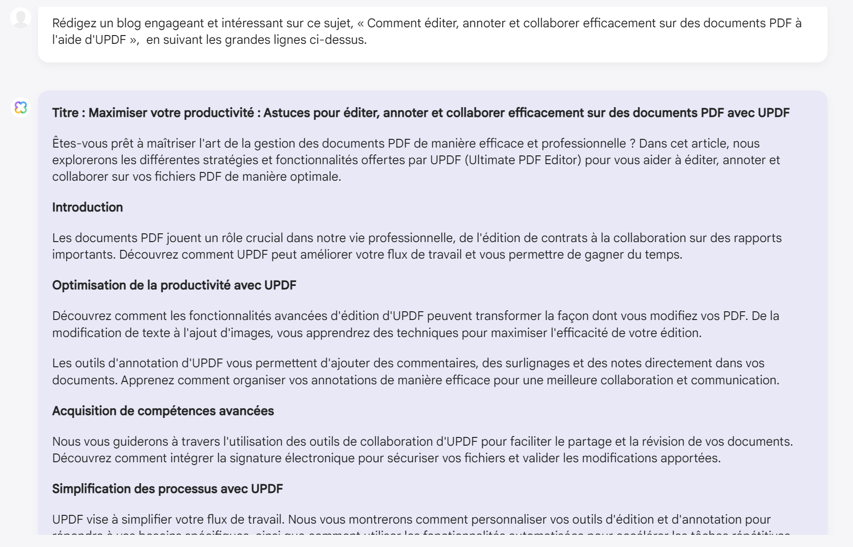 demandez à l'IA updf d'écrire le blog.