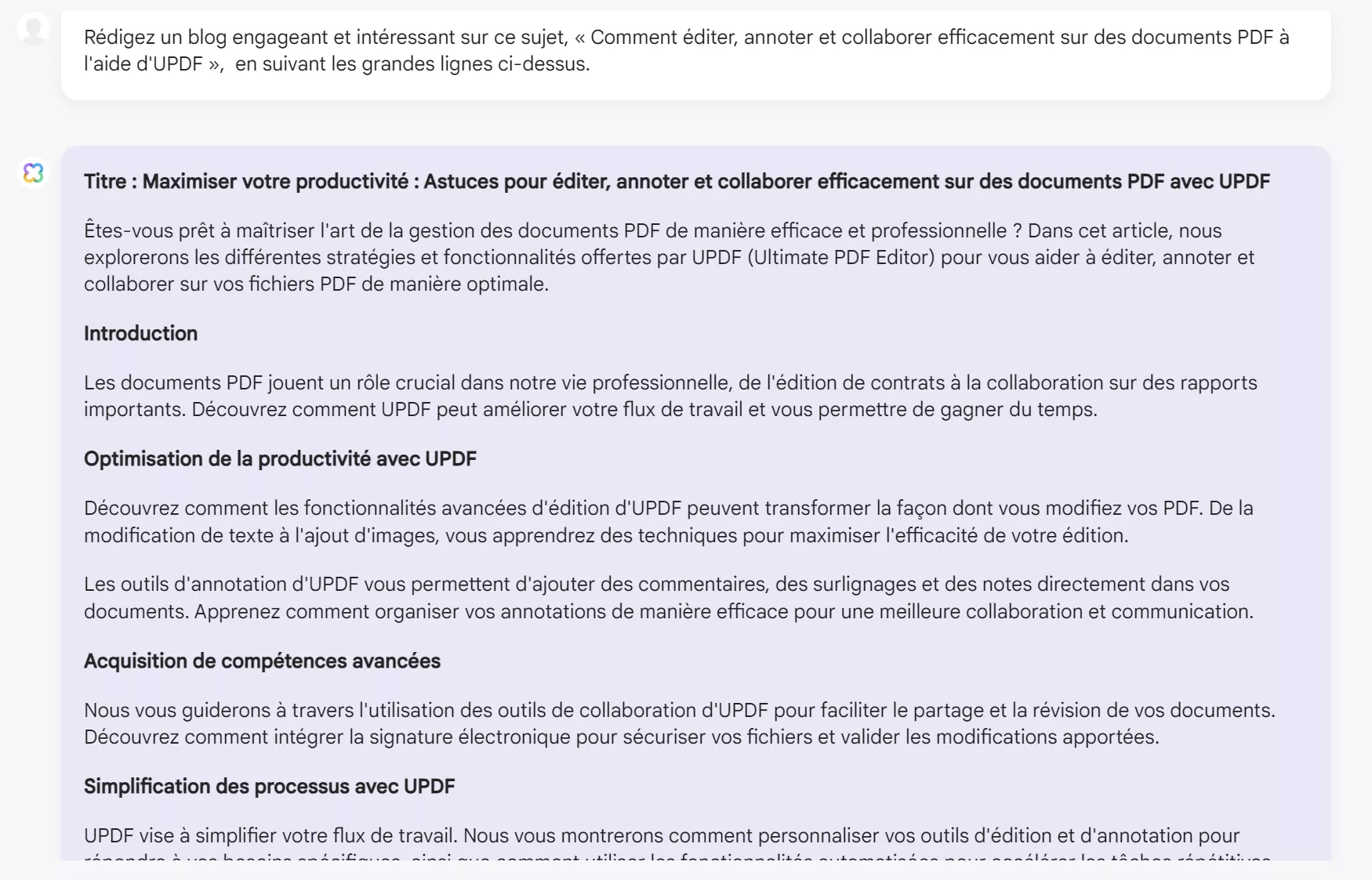 demandez à l'IA updf d'écrire le blog.