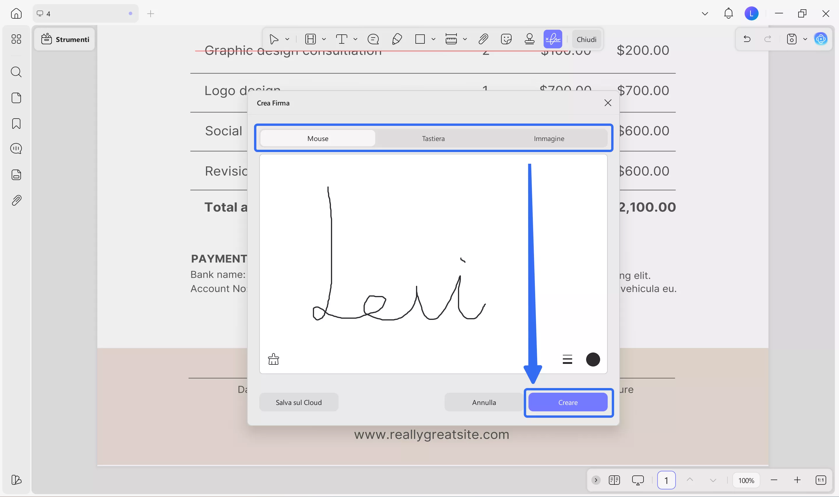create a signature for pdf invoice 2