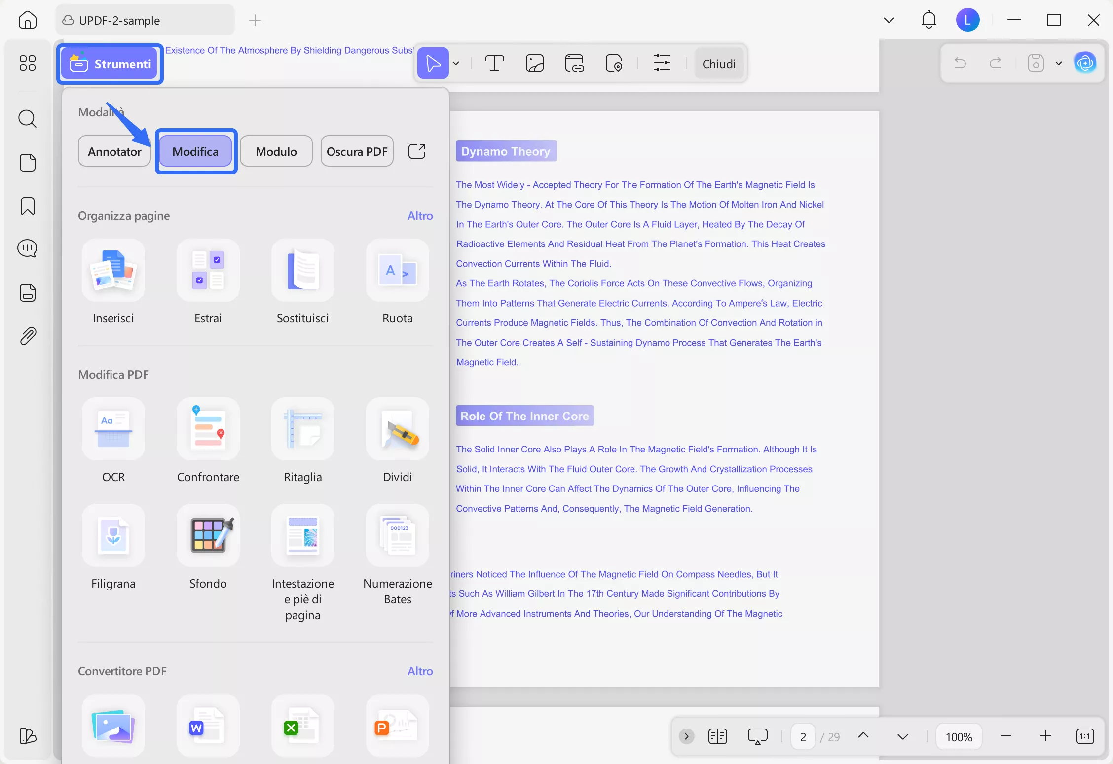 enter the edit mode with updf windows