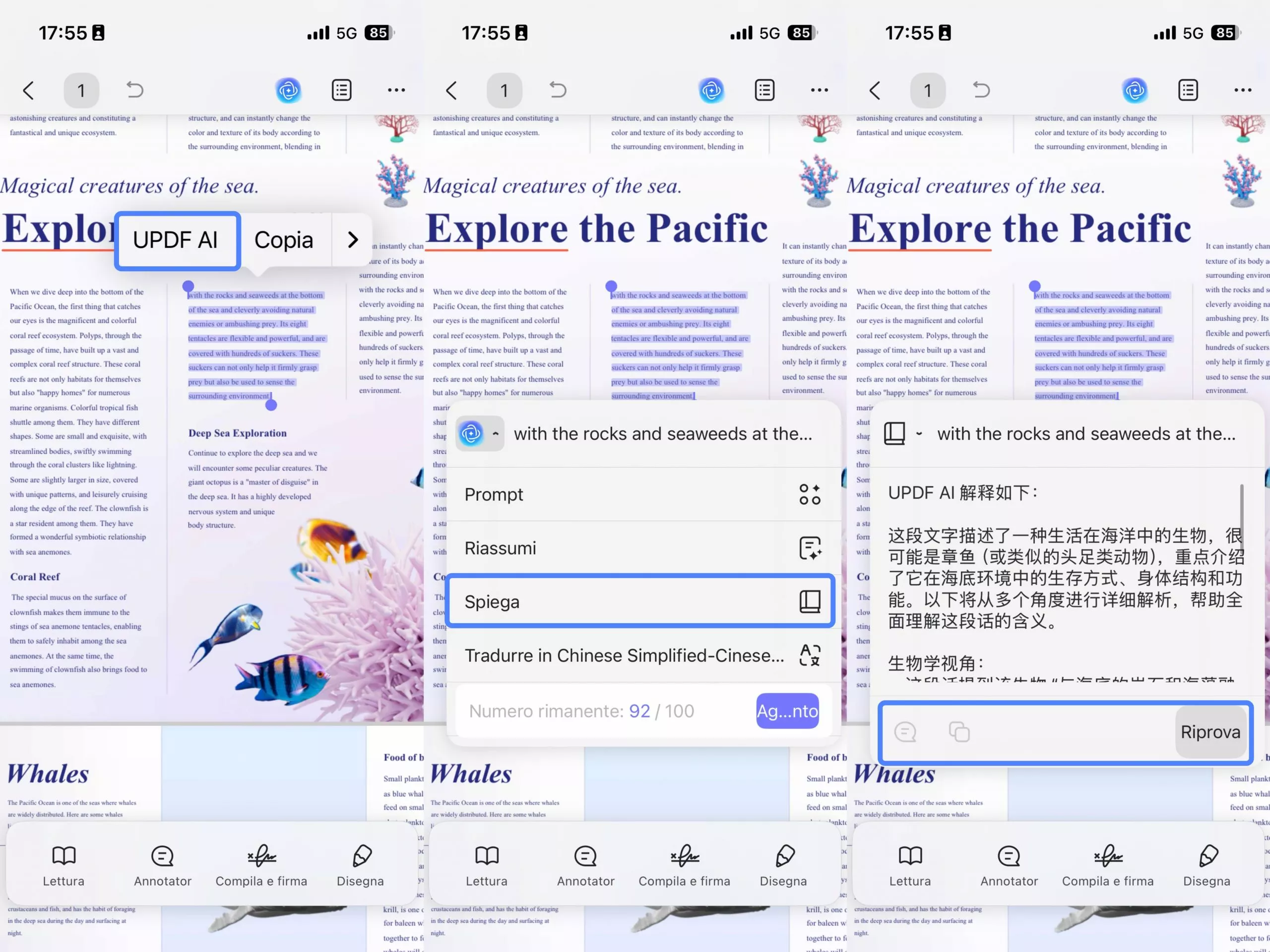 explain content after selecting text