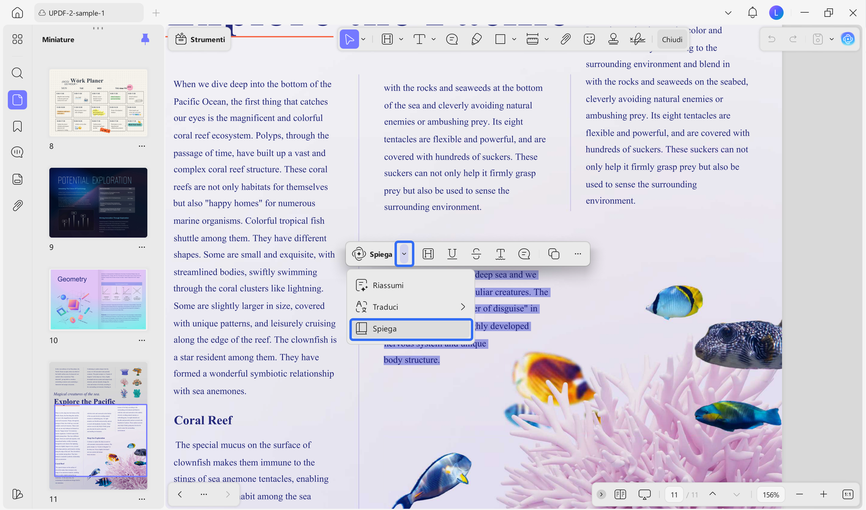 select the text and click explain