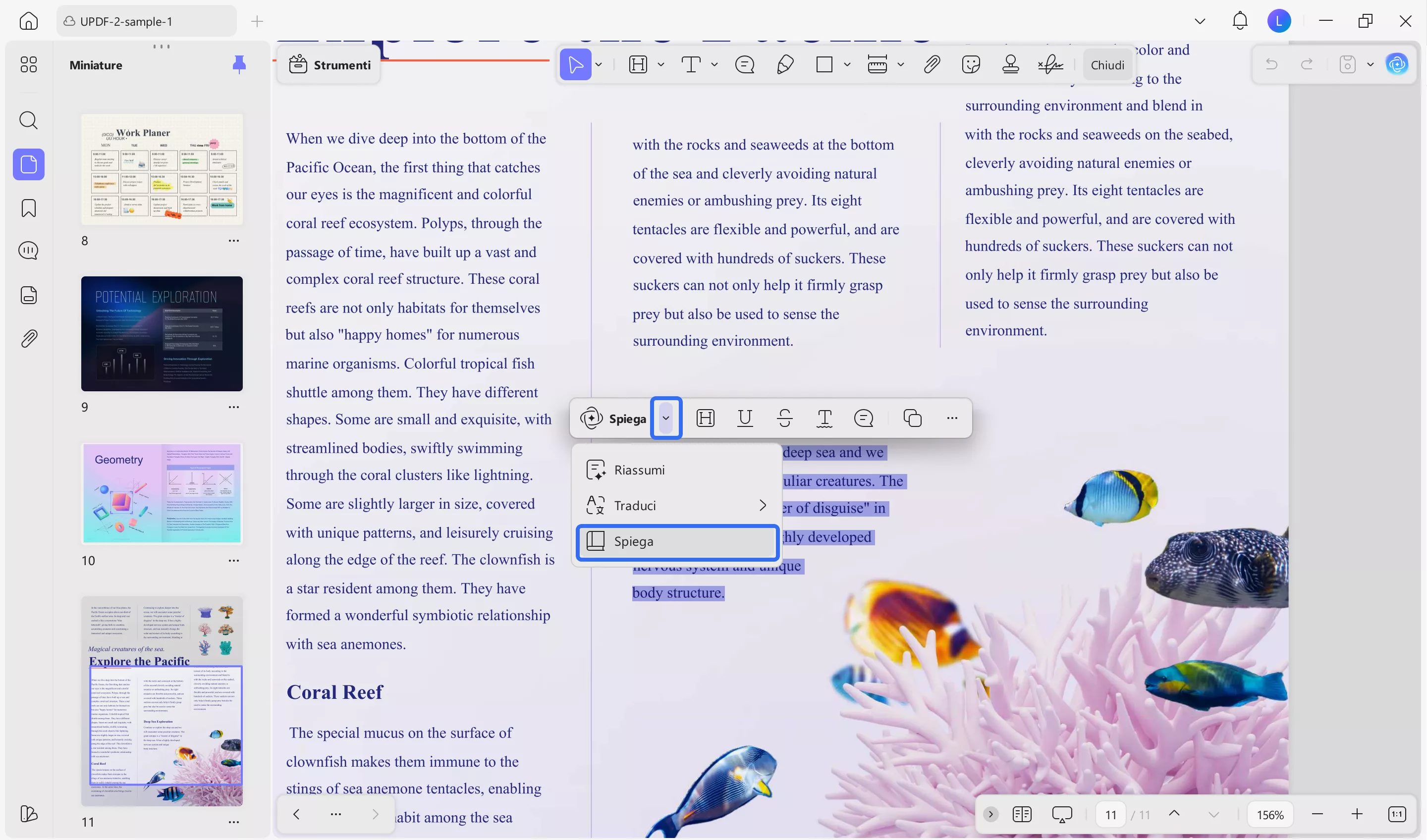 select the text and click explain