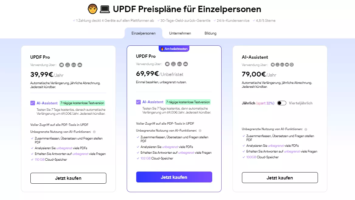 UPDF AI Preisgestaltung