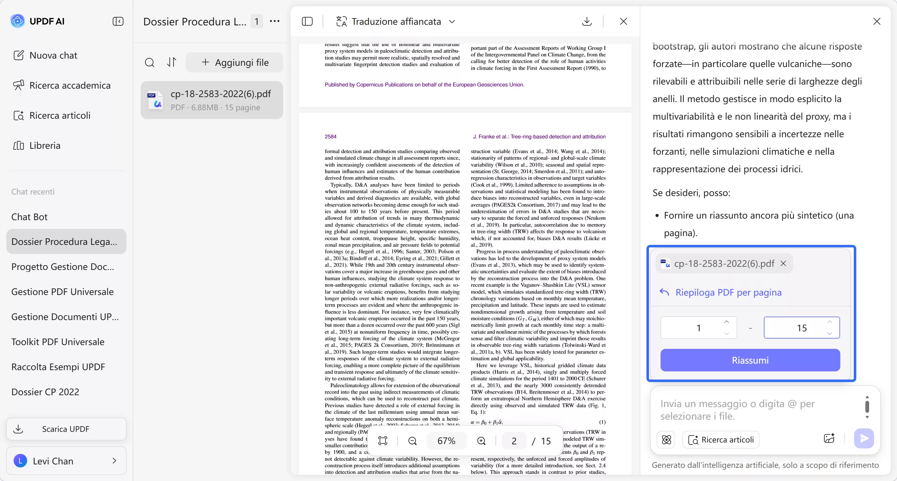 select page range for summarization