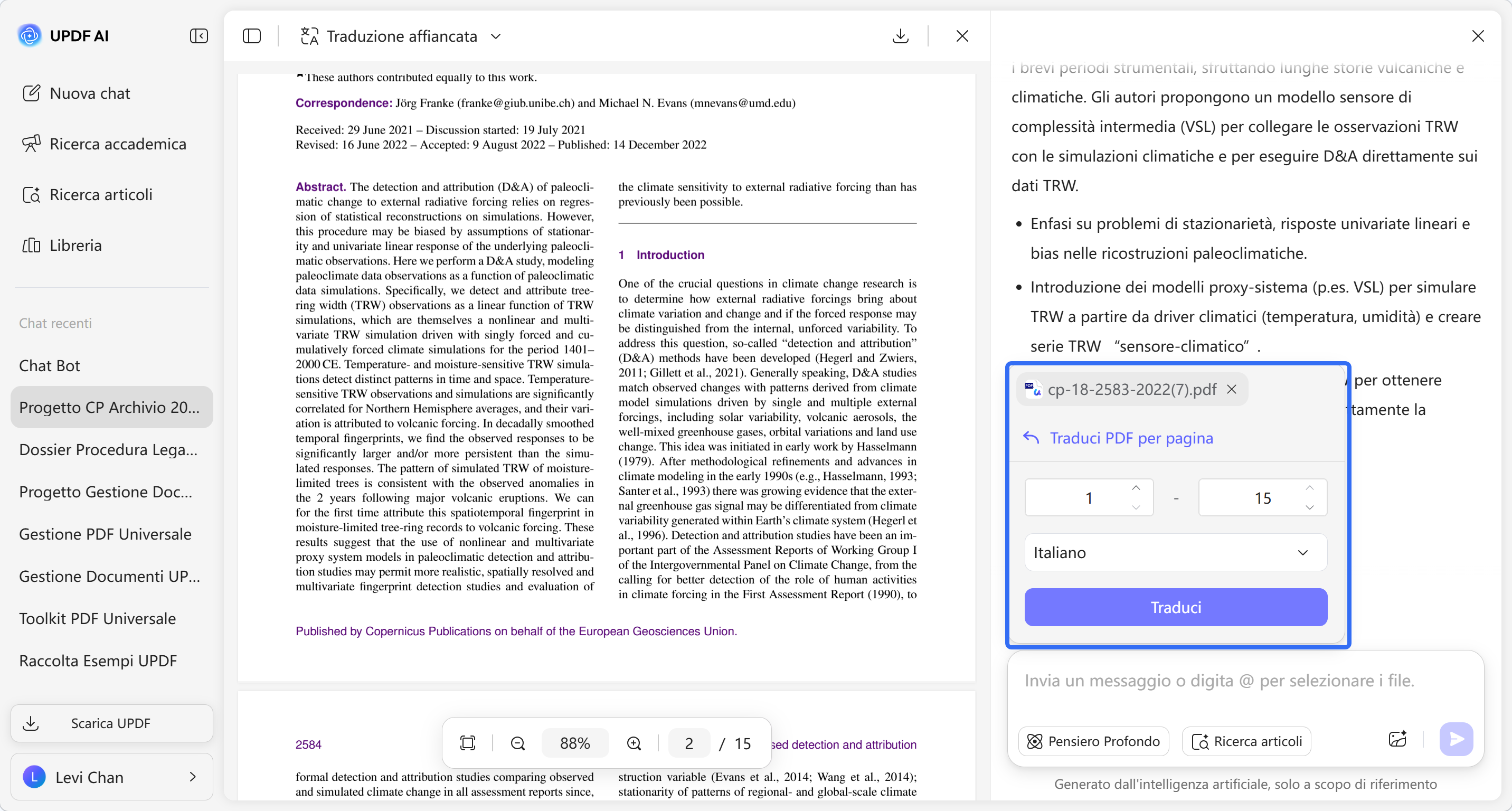 select translation language and page range