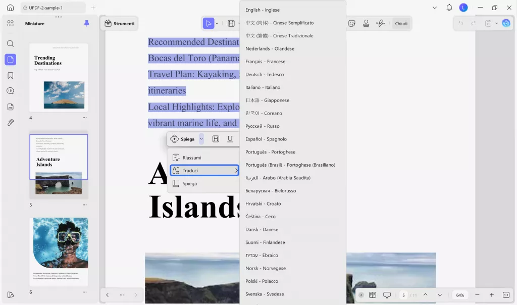 translate the selected text