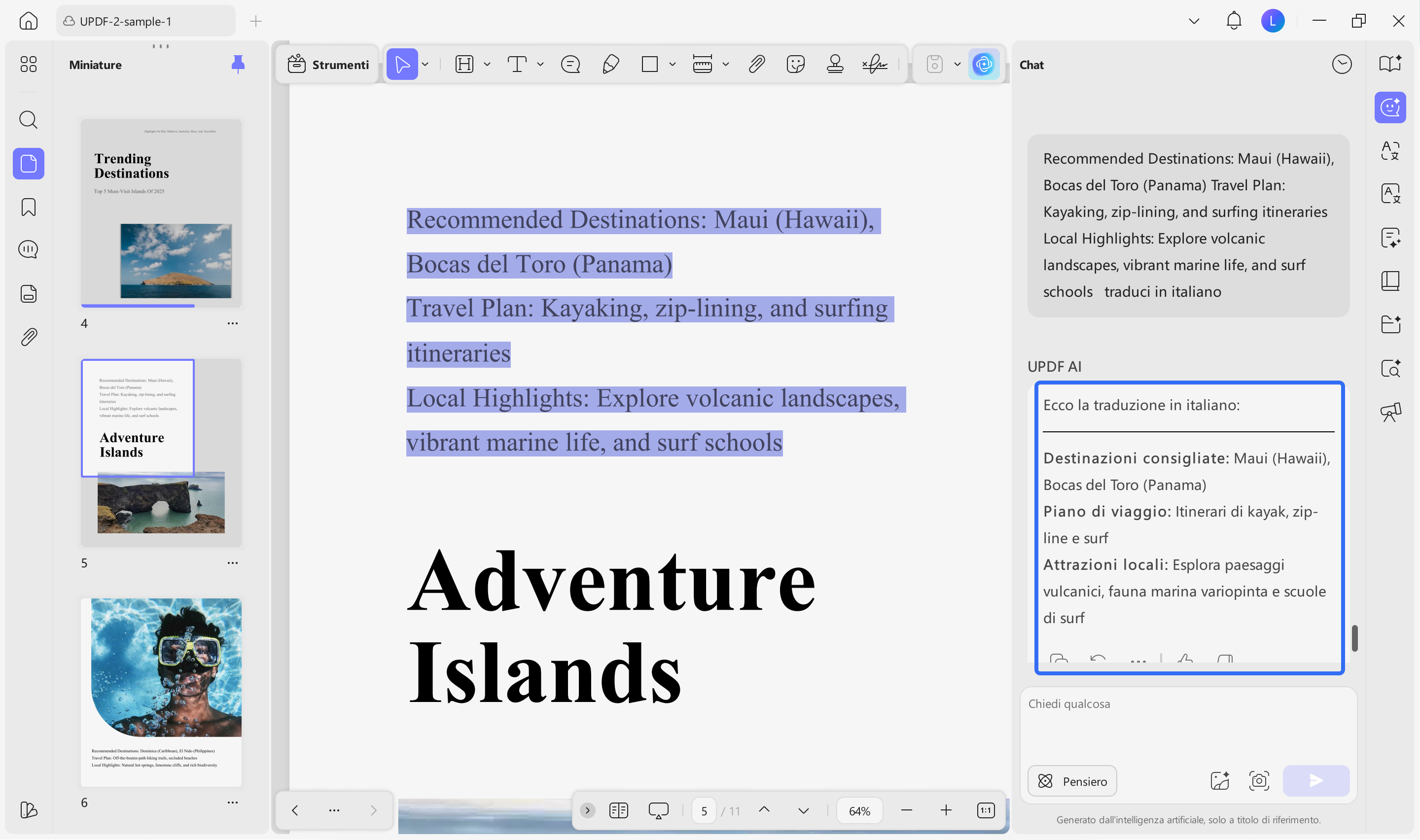 translate the selected text