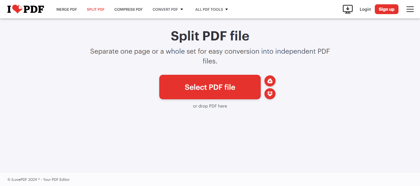 upload your pdf file to ilovepdf