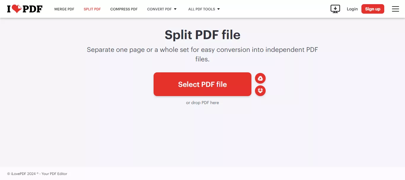 upload your pdf file to ilovepdf