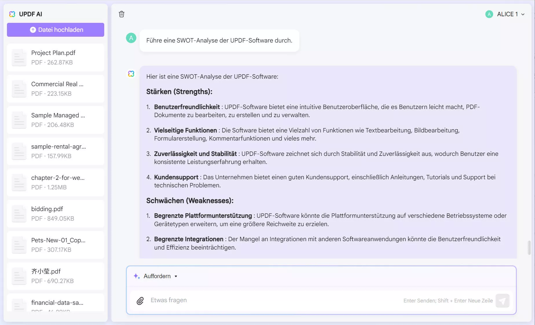 Wie Sie AI im Vertrieb einsetzen eine SWOT-Analyse für UPDF-Software durchführen