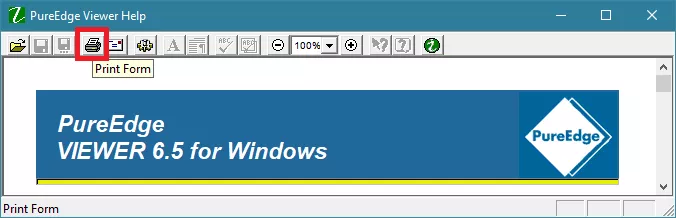 click Print Form in pureedge viewer