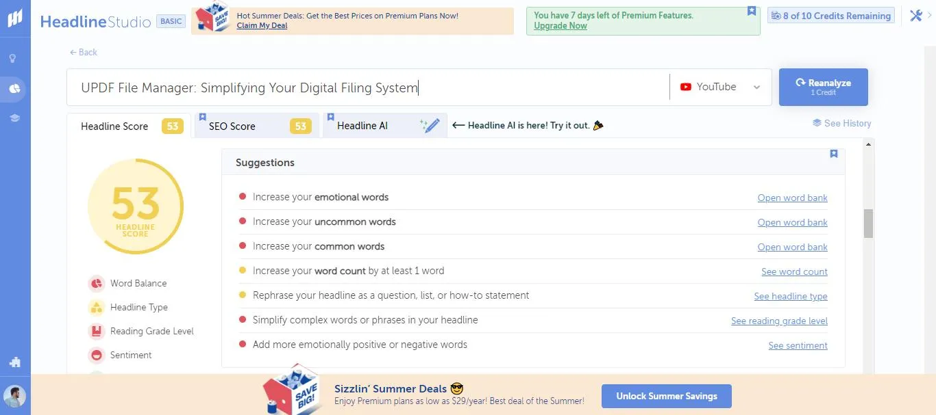 analyze your title with coschedule