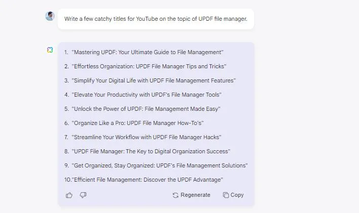 youtube titles generated with UPDF’s Online AI Assistant