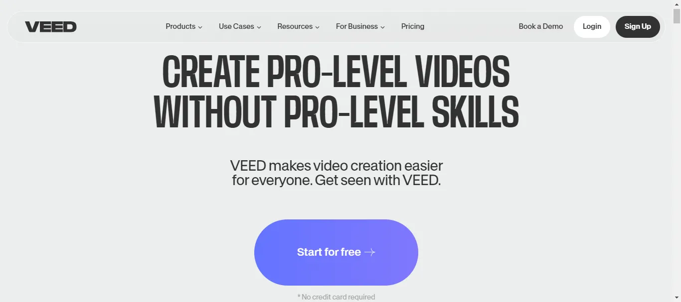 veed.io homepage.