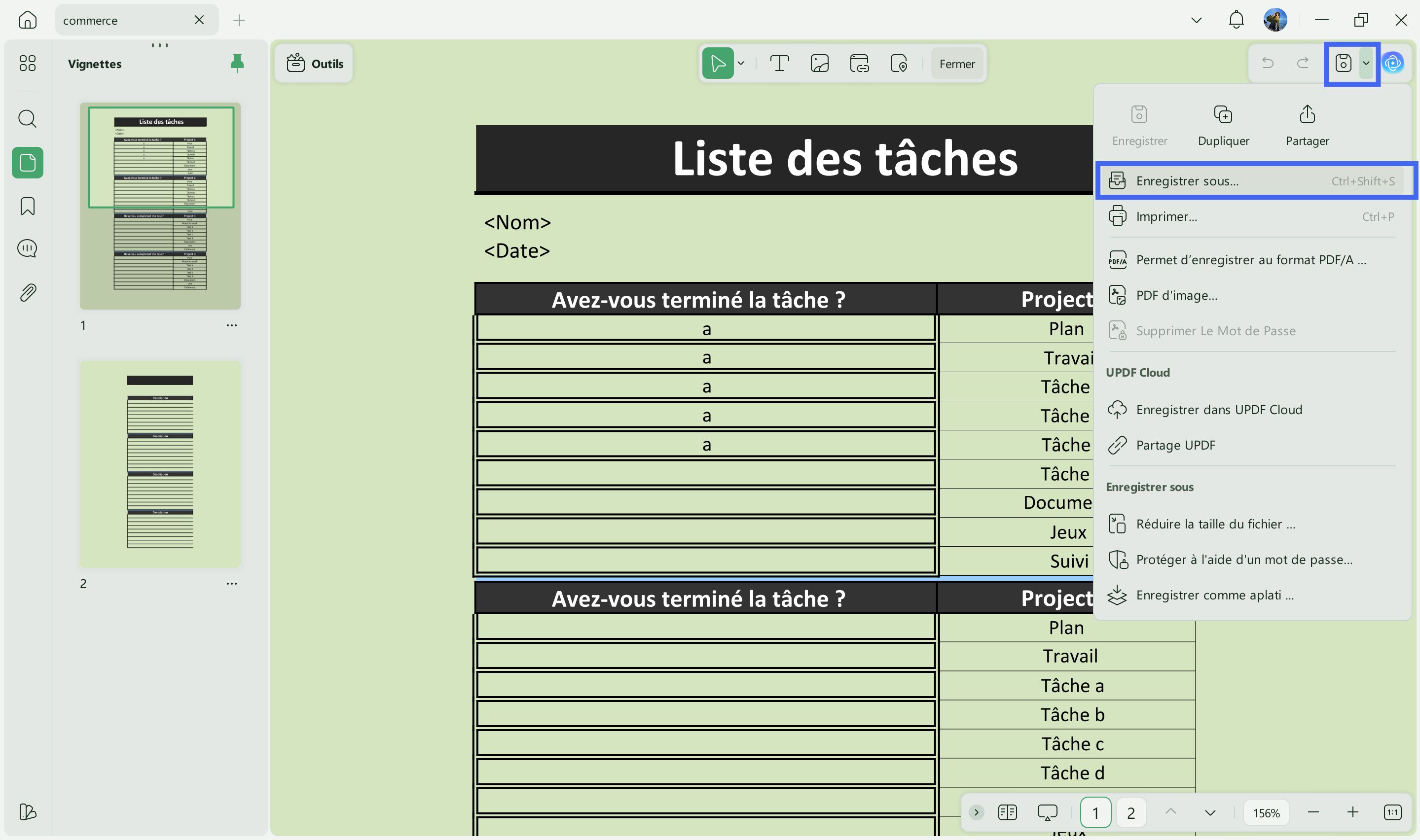 enregistrer PDF sous....