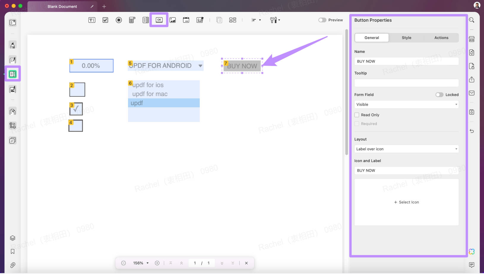 Add button to PDF with UPDF mAC