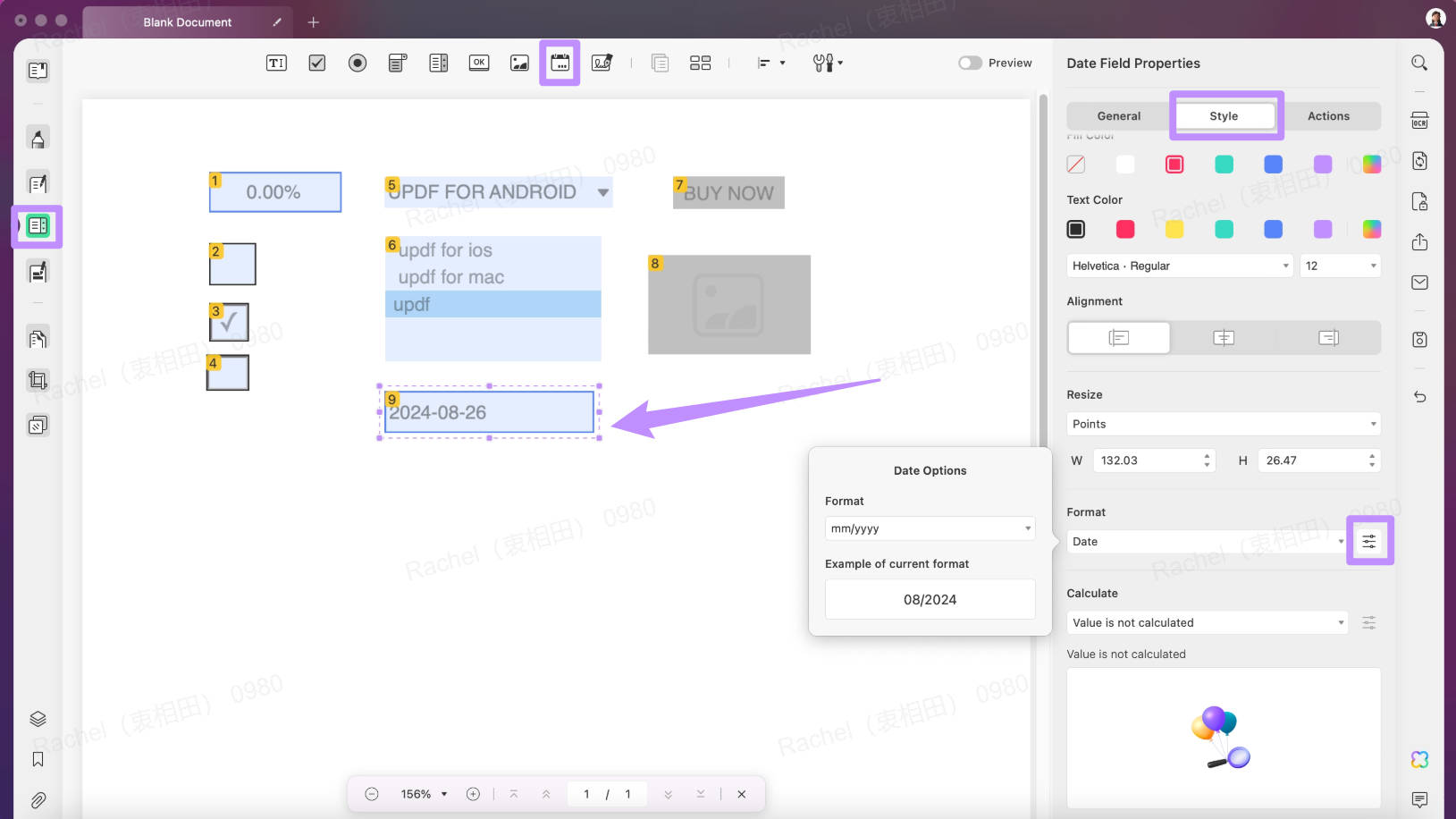 Add date field to PDF with UPDF Mac
