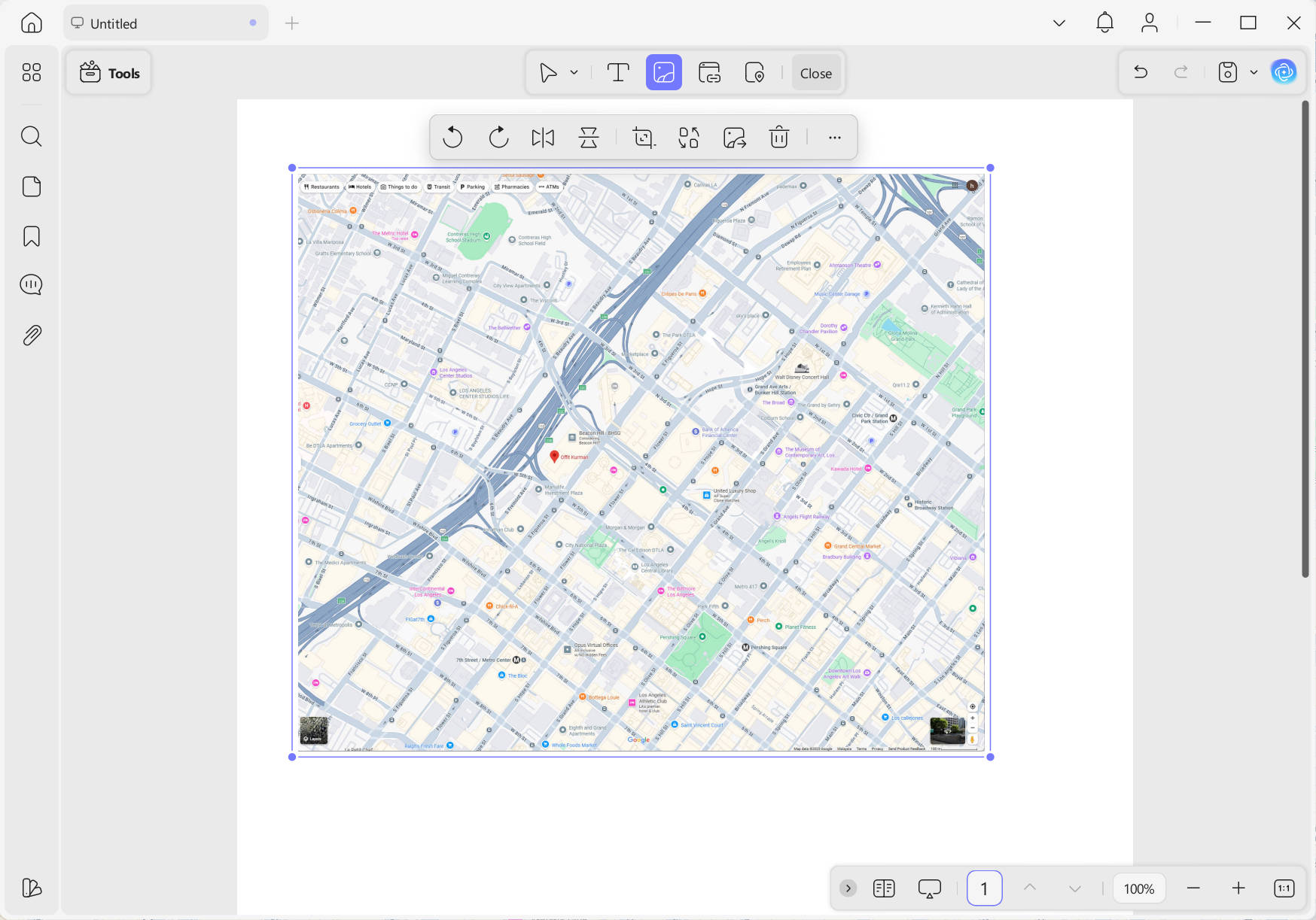 إضافة صورة خريطة جوجل إلى ملف pdf updf windows