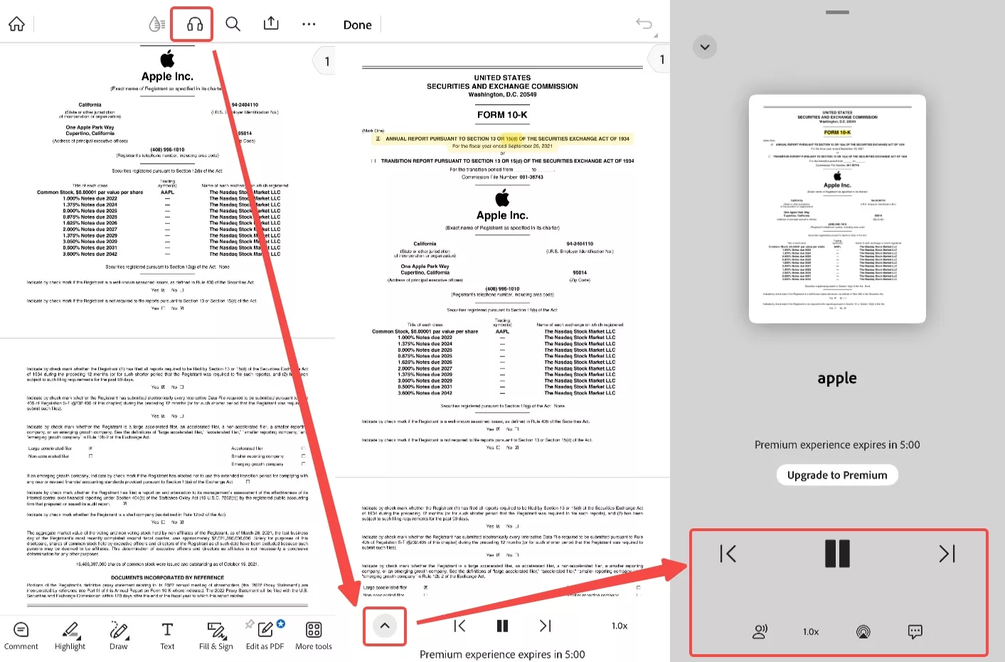 Adobe Acrobat lecture à voix haute pdf