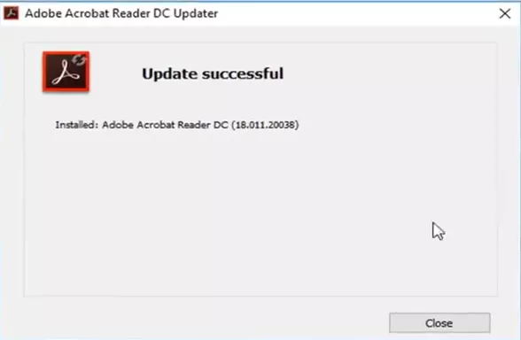 adobe acrobat updated to the latest version successfully